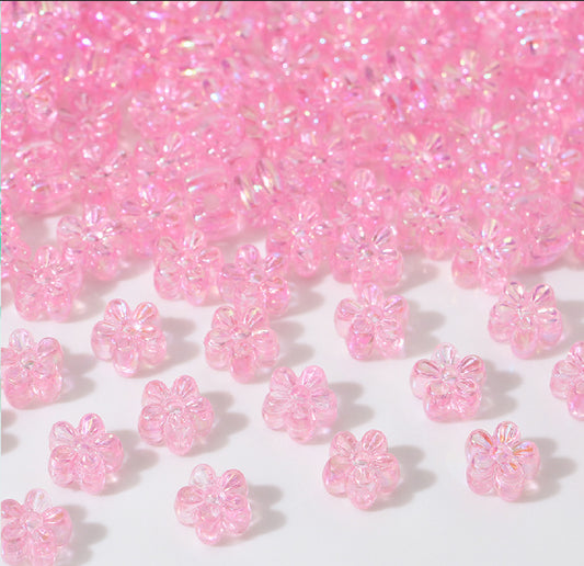 BBB 238 (h) Light Pink daisy flower candy Luminous Shiny Bead ( 1 pc ) UV Plated Acrylic ( 7 mm )