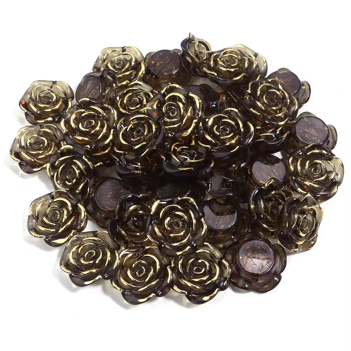 BBB 361 (g) Black Rose Flower Bead ( 1 pc ) UV Plated Acrylic ( 20 mm )