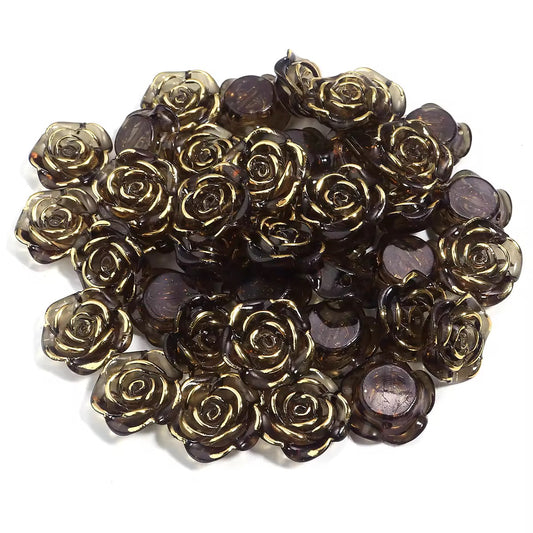 BBB 361 (g) Black Rose Flower Bead ( 1 pc ) UV Plated Acrylic ( 20 mm )