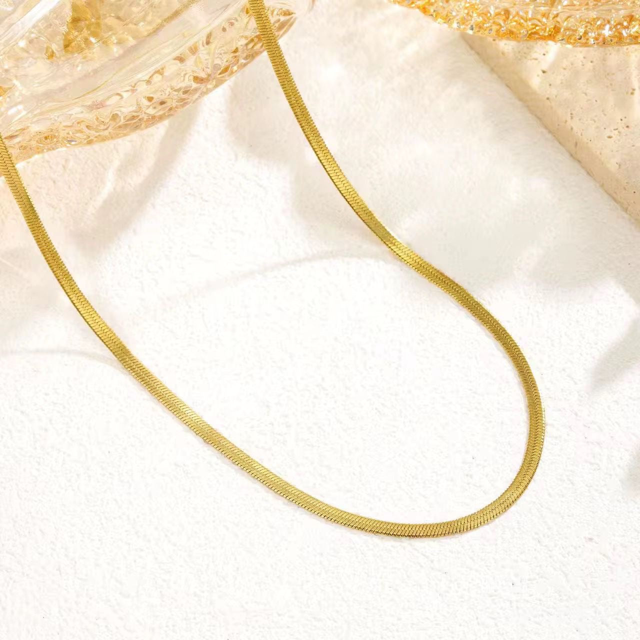 SJ 841 Snake chain 3mm Necklace - 18k Gold PVD plated stainless steel - Anti tarnish