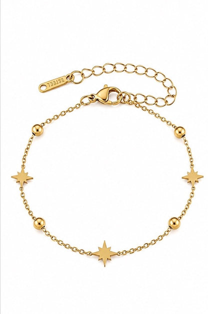 BSJ12A star Beaded bracelet - 18k Gold PVD plated stainless steel -Anti tarnish