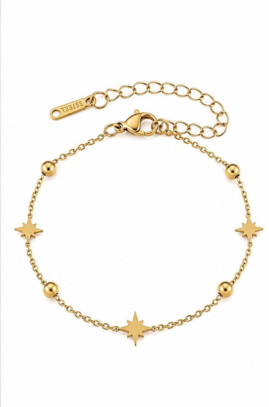 BSJ12A star Beaded bracelet - 18k Gold PVD plated stainless steel -Anti tarnish