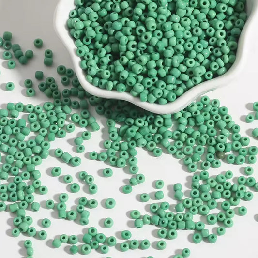BBB 150 (k) Dark Green Tiny Solid Rice Czech Glass bead ( 1 gm - around 60 to 70 piece) High Quality ( 2 mm )
