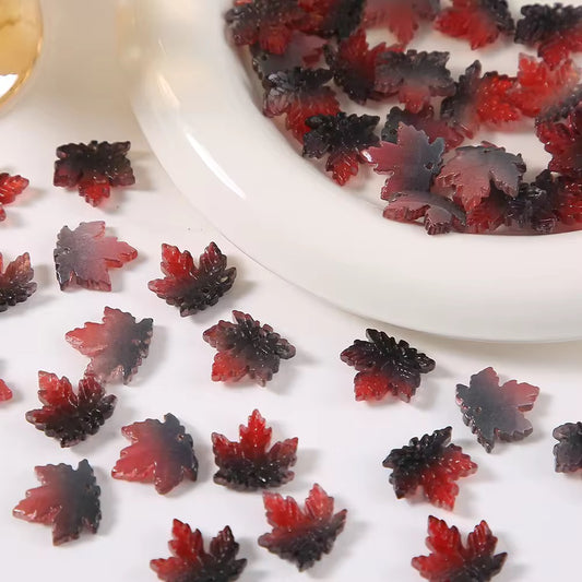 BBB 300 (a) Black Red Dual Tone Autumn Leaves glass bead ( 1 pc ) Lampwork Bead ( 16 mm )