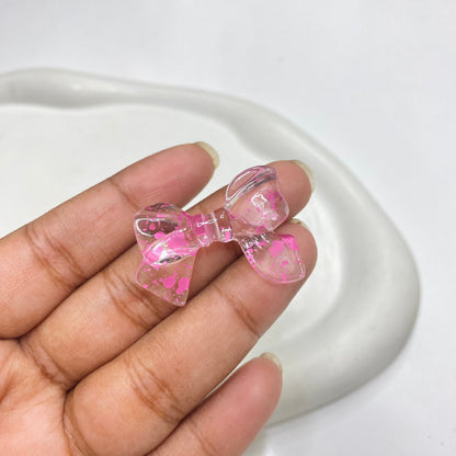 AB37 Bow colour splashed uv plated Acrylic bead ( 1 pc )