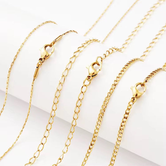 RC 57 Twisted Link Ready made chain 18k Gold PVD plated 316 Stainless steel ( 1 pc ) Anti tarnish ( 3 mm )