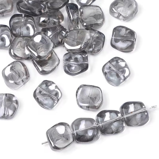 BBB 355 (d) Black Irregular Iridescent glass bead ( 1 pc ) Lampwork Bead