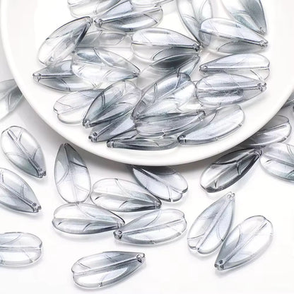 BBB 98 (c) Glittery Black Leaf Crystal glass beads ( 1 pc ) ( 26:13 mm )