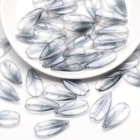 BBB 98 (c) Glittery Black Leaf Crystal glass beads ( 1 pc ) ( 26:13 mm )