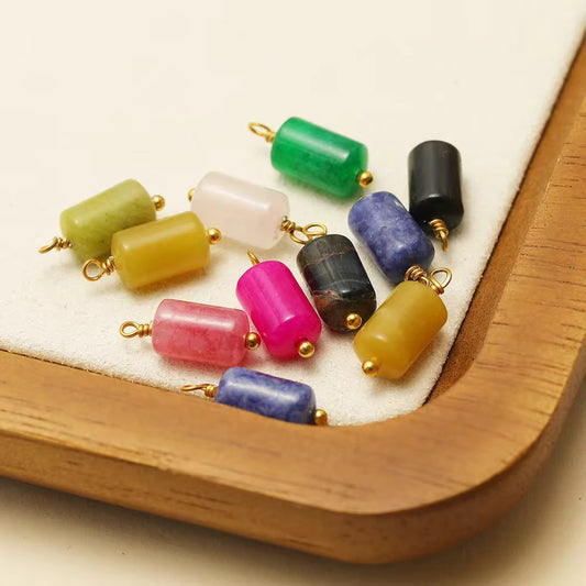 SS 2750 Gemstone Cylinder Pendant 18k Gold plated stainless steel ( 1 pc ) anti tarnish