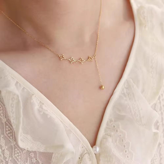 SJ 733 Dainty Patchwork Diamond Necklace - 18k Gold PVD plated stainless steel - Anti tarnish