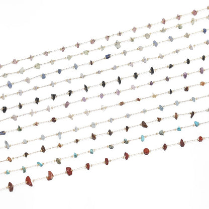 DIYS237  Polychromatic gemstone crystal gold chain ( 1 feet ) PVD