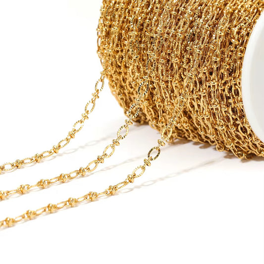 CN 19 Textured Oval 18k Gold Stainless steel chain ( 1 Feet ) Anti tarnish