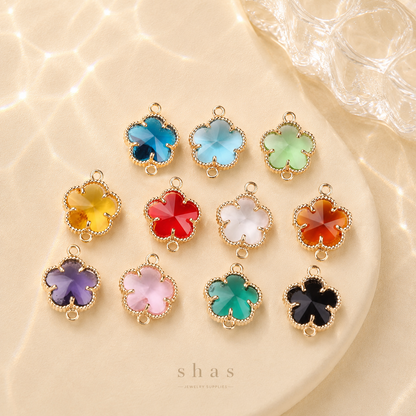 GPC16B Flower Zircon Connector Charm ( 1 pc ) 14k gold plated crystal