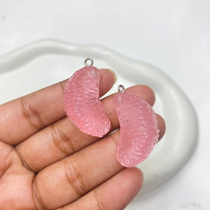 RM12  orange pulp fruit resin charm with hooks- per piece