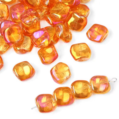 BBB 355 (b) Dark Orange Irregular Iridescent glass bead ( 1 pc ) Lampwork Bead