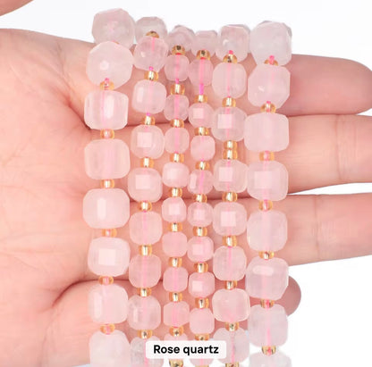 GB02 Natural Faceted cubic stone bead - Natural Gemstone Bead ( 1 pc ) AAA Quality