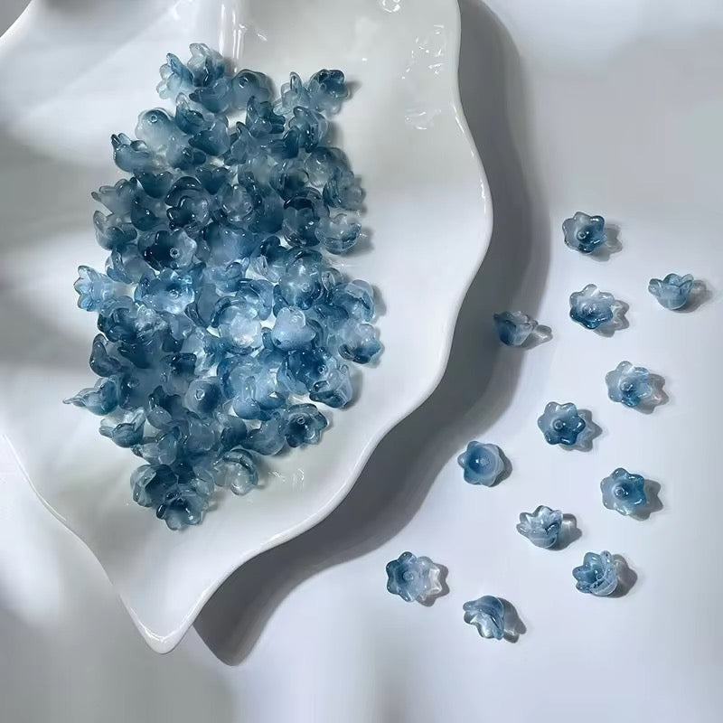 SS 184 Midnight blue dual tone flower glass bead ( 1 pc )