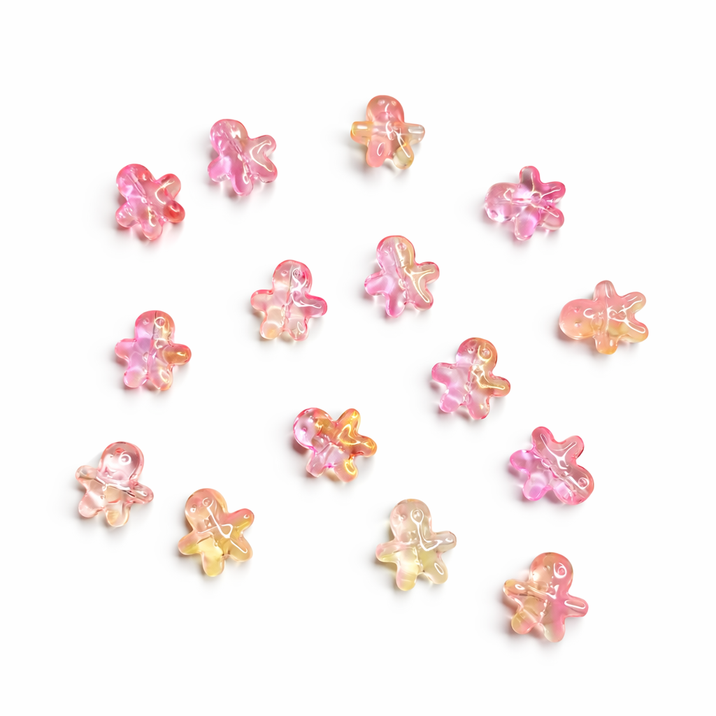 BBB 297 (b) Dual tone pink orange Gummy Bear glass bead ( 1 pc ) Lampwork Bead ( 15 mm )
