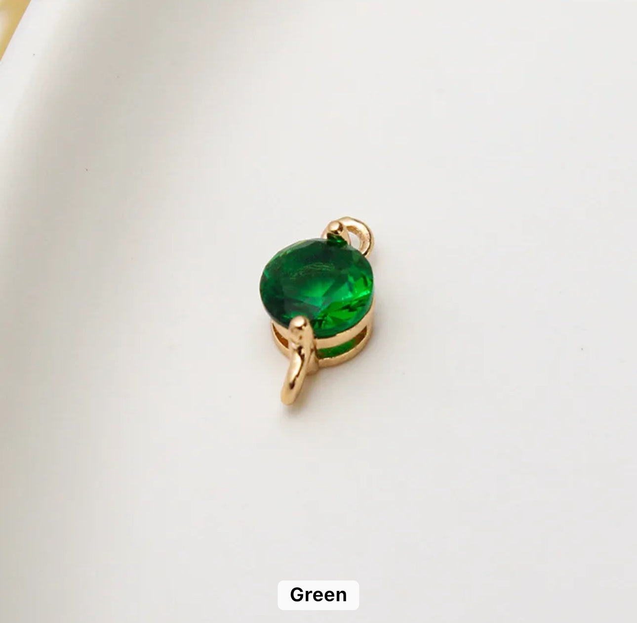 CZ 1365 green gold plated crystal connector- per piece - anti tarnish
