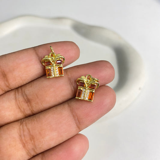 SS 1183 Gift Christmas Zircon charm 18k gold plated ( 1 pc ) Anti tarnish ( 12:11 mm )