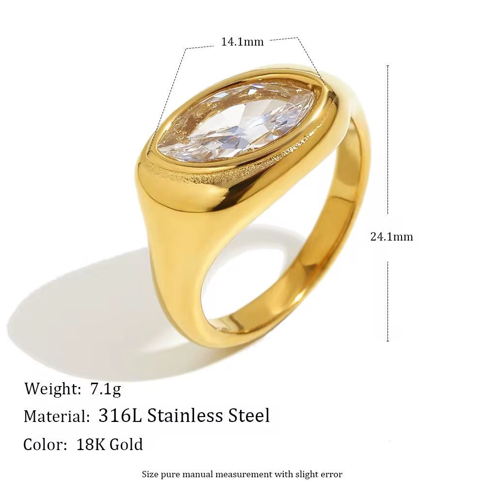 SJ 961  Marquise Zircon Ring -Premium jewellery- 18k Gold PVD plated stainless steel - Anti tarnish