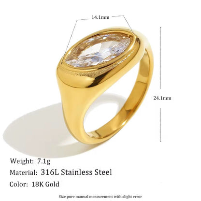 SJ 961  Marquise Zircon Ring -Premium jewellery- 18k Gold PVD plated stainless steel - Anti tarnish