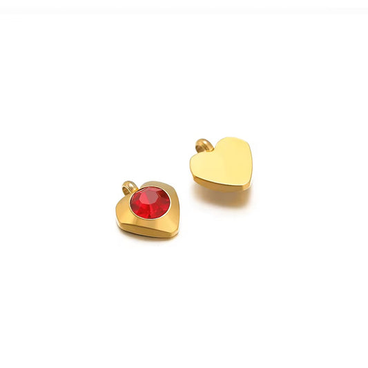 SS 2726 Red Heart Zircon Charm - 18k Gold plated 316 stainless steel ( 1 pc ) Anti tarnish ( 6mm mm )