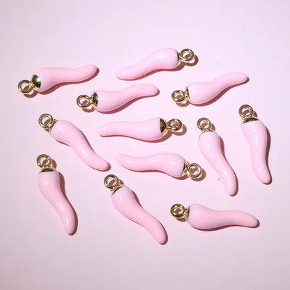 BBB 205 (d) Light pink Chilli pepper enamel charm ( 1 pc ) Tarnish Resistant ( 19:5.5 mm )