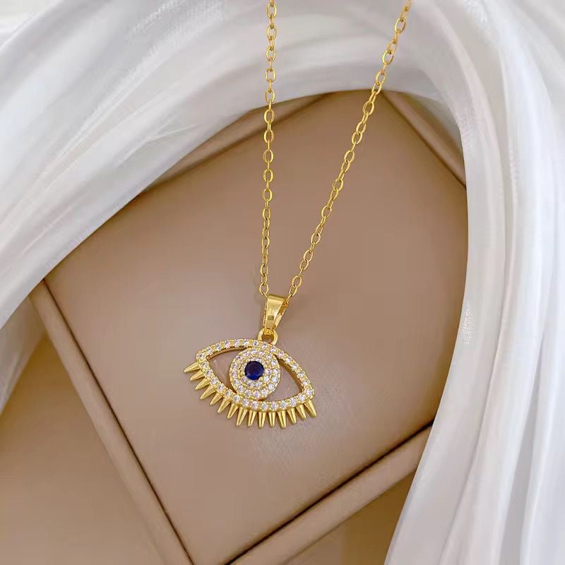 SJ 1074 Zircon Evil eye Necklace  - 18k Gold PVD plated stainless steel - Anti tarnish