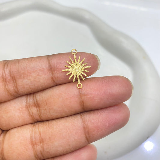 SS 2087 sun textured connector charm ( 1 pc )
