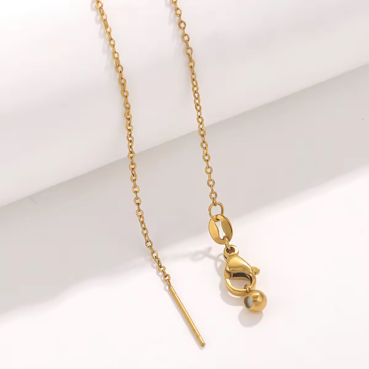 Embossed dainty chain Stainless steel 18k gold plated ready chain with needle end ( 1 pc ) Anti tarnish