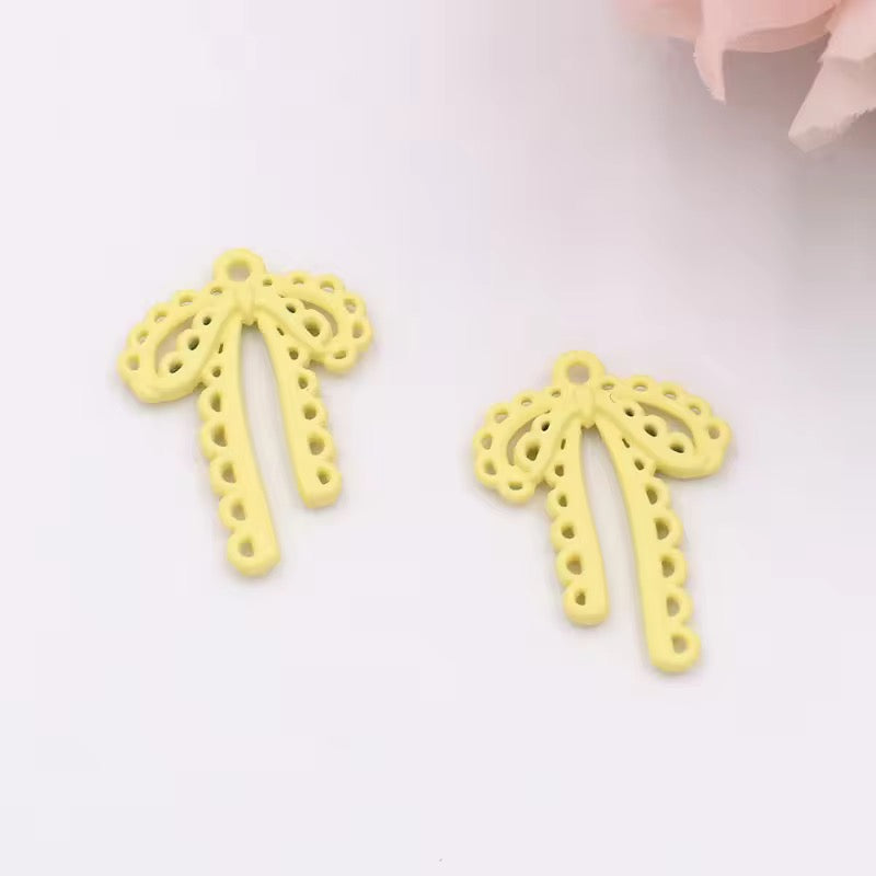 BBB 342 (i) Yellow Bow Spray painted Charm ( 1 pc ) High Quality Alloy ( 28:20 mm )