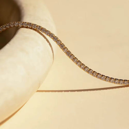 NSJ34B Modern Tennis Clavicle Zircon Necklace - 18k Gold PVD plated 316 stainless steel - Anti tarnish