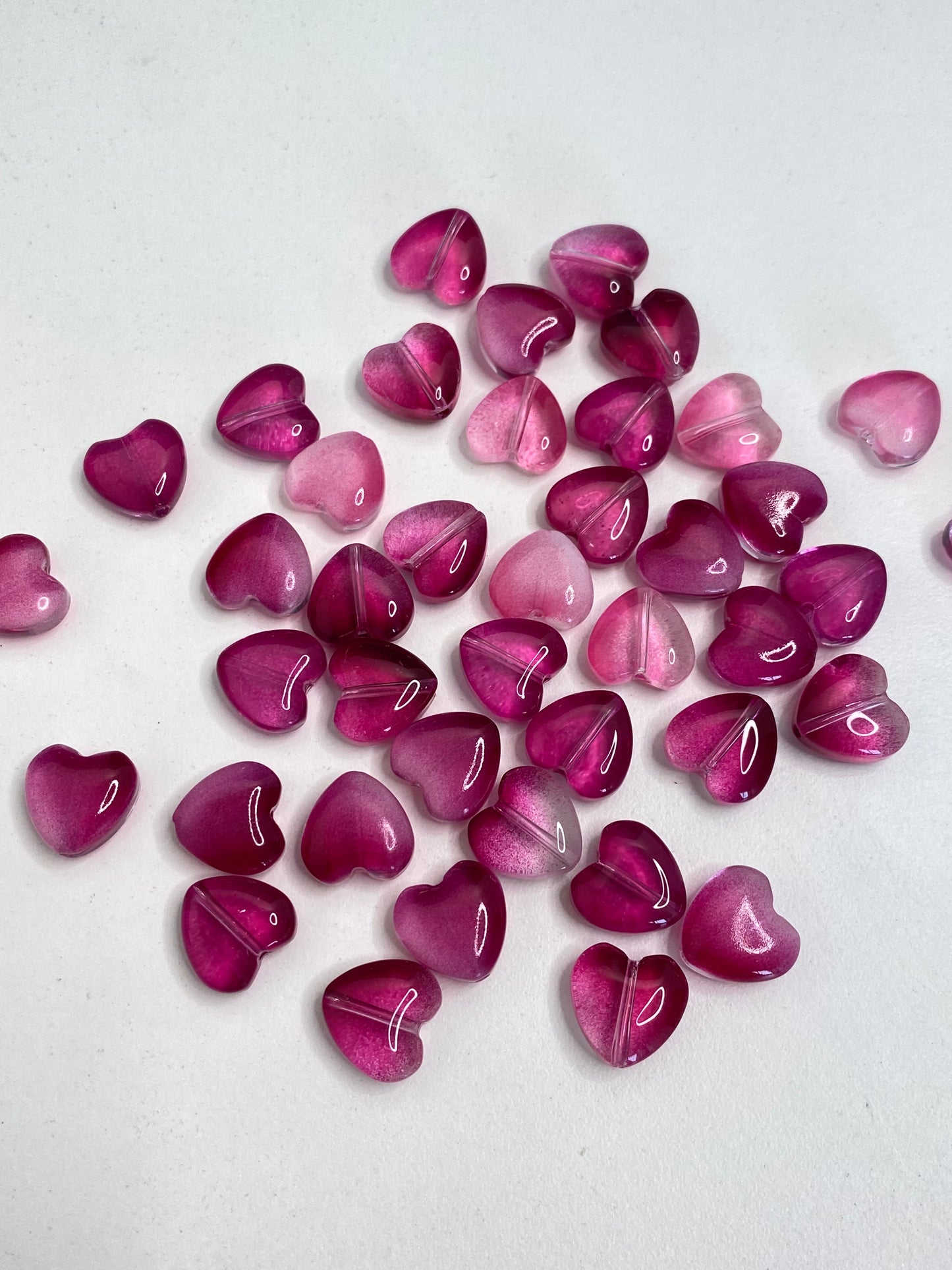 BBB 225 (g) Deep Pink Heart Crystal glass bead ( 1 pc ) ( 8 mm )