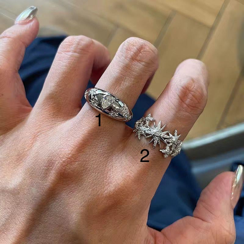 RSJ16E chunky rings - Sliver 925 PVD plated 316 stainless steel - Anti tarnish