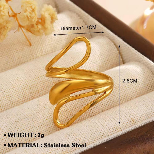RSJ17G geometric ring adjustable -  18k Gold PVD plated 316 stainless steel - Anti tarnish