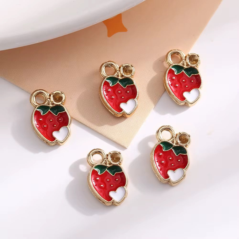 SS 2129 Strawberry Fruit enamel charm ( 1 pc ) High Quality Shine