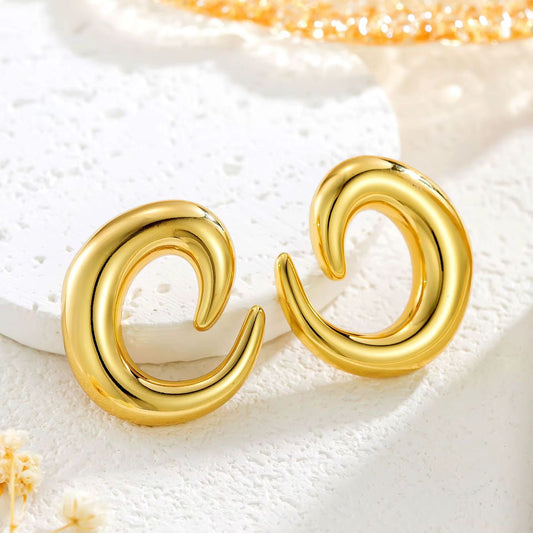SJ 704 C Curve Stud Earring - 18k Gold PVD plated stainless steel - Anti tarnish