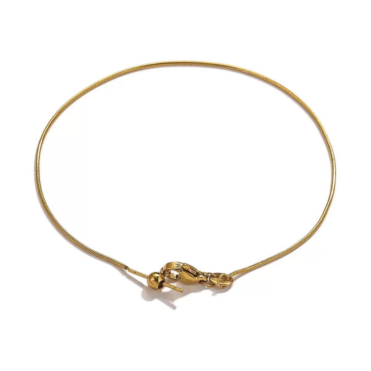 RBS02A Round Snake Chain Bracelet with Adjustable Slider ( 1 pc ) 18k Gold PVD