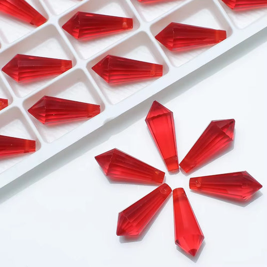 BBB 208 (a) Red Pointed Crystal Bead Lampwork Prism glass charm ( 1 pc ) ( 8:20 mm )