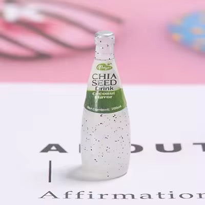 RM09Q Chia seed drink Kawai themed resin charm ( 1 pc ) with / without Hook