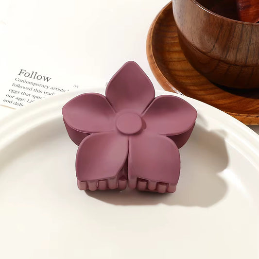 HA 15 (a) Burgundy Mini Hawaii Floral Hair Claw Clip ( 1 pc )