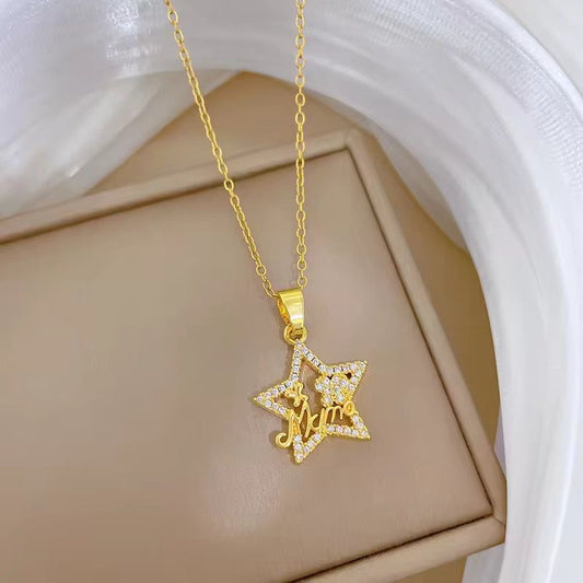 SJ 744 Zircon Mama Necklace - 18k Gold PVD plated stainless steel - Anti tarnish