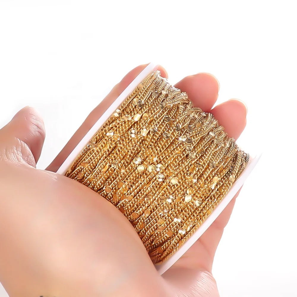 Pinch curb Gold Stainless steel chain ( 1 feet ) Anti tarnish