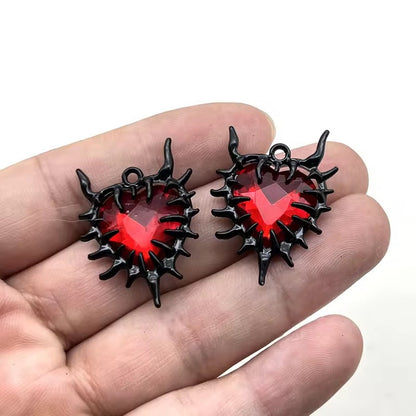 BBB 319 (c) Retro Heart Dark Style Y2K charm ( 1 pc ) High quality Alloy ( 35 mm )