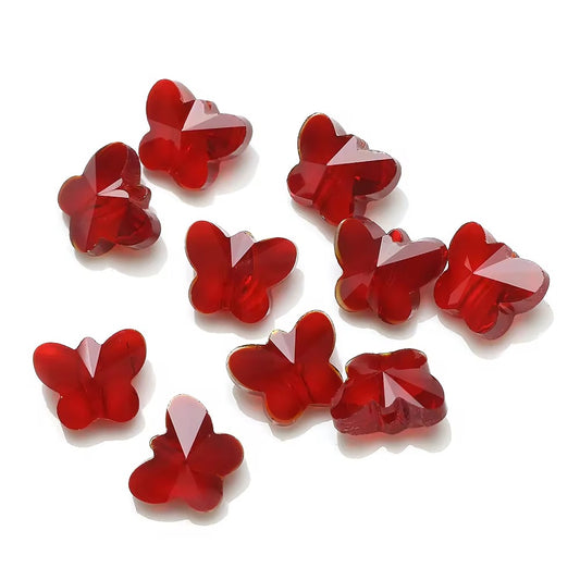 BBB 79 (g) Dark Red Butterfly Faceted Crystal glass beads ( 1 pc )