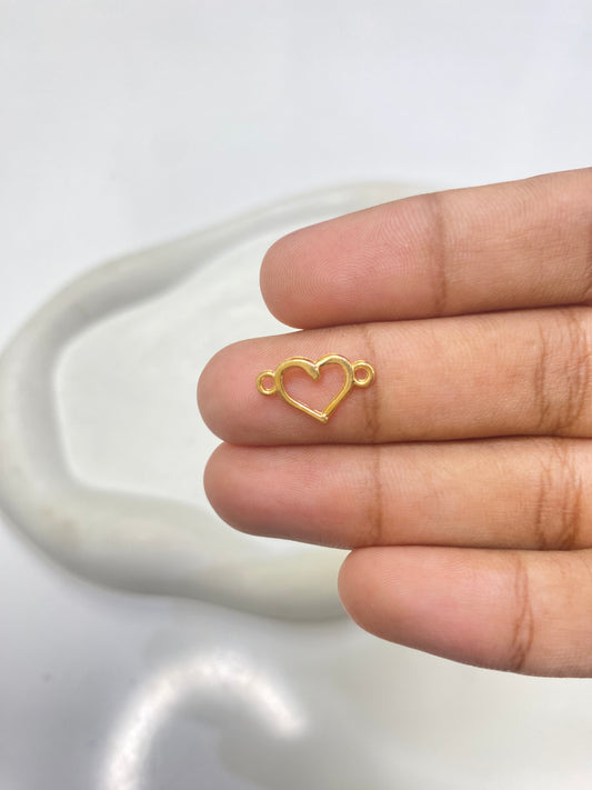 SS 2658 Gold Hollow Heart Bezel Connector ( 1 pc ) tarnish resistant