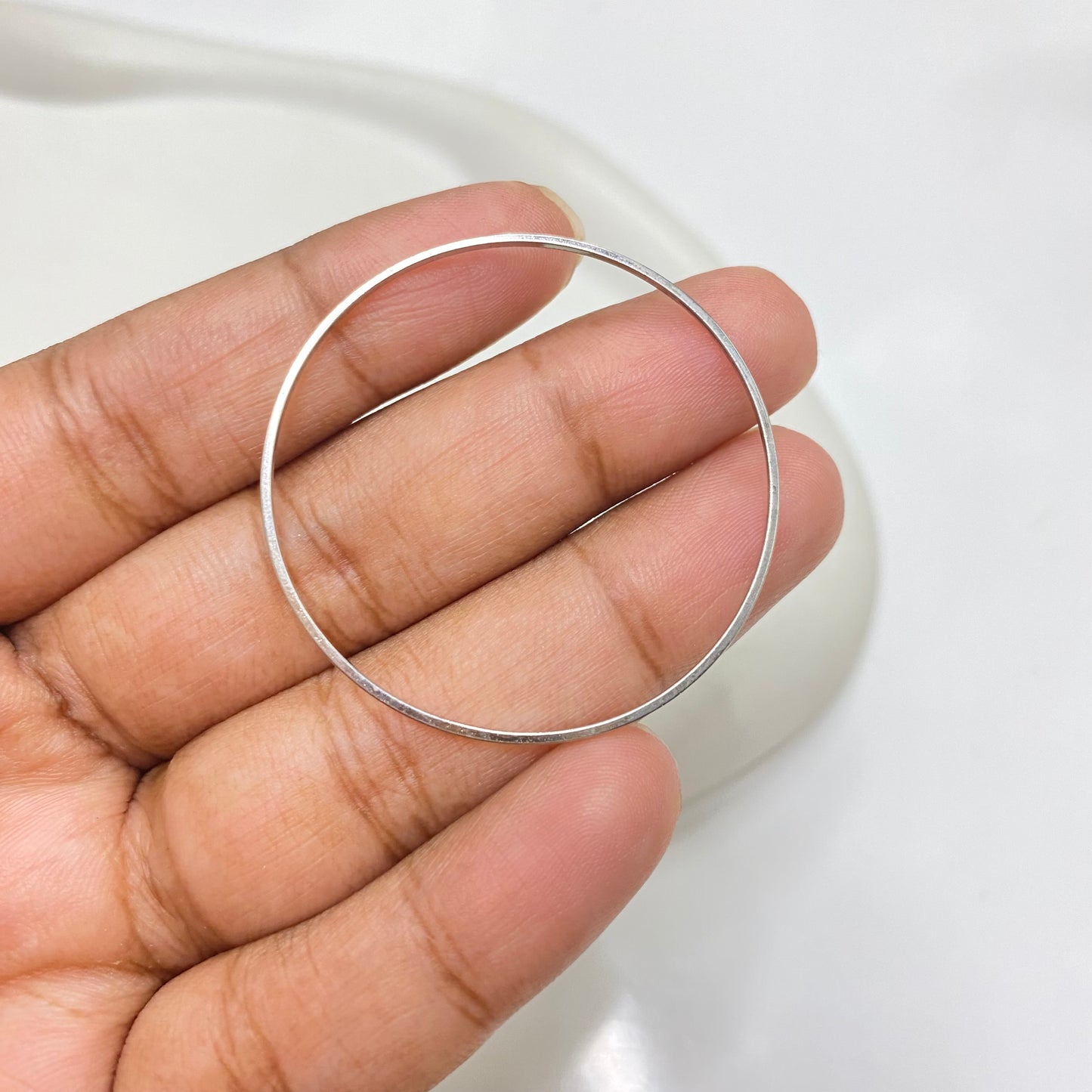 SS 1821 Hollow circle Silver plated charm ( 1 pc )