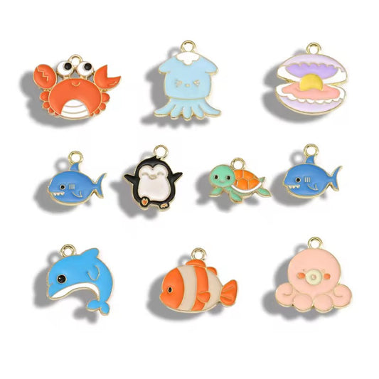 BBB 423 Ocean Them Enamel bundle Charm ( 1 set - 10 pc ) High Quality Shine